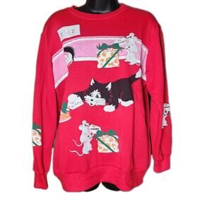 Scarab Cat And Mouse Red Pull Over. Ugly Christmas Sweater Double-Sided Design